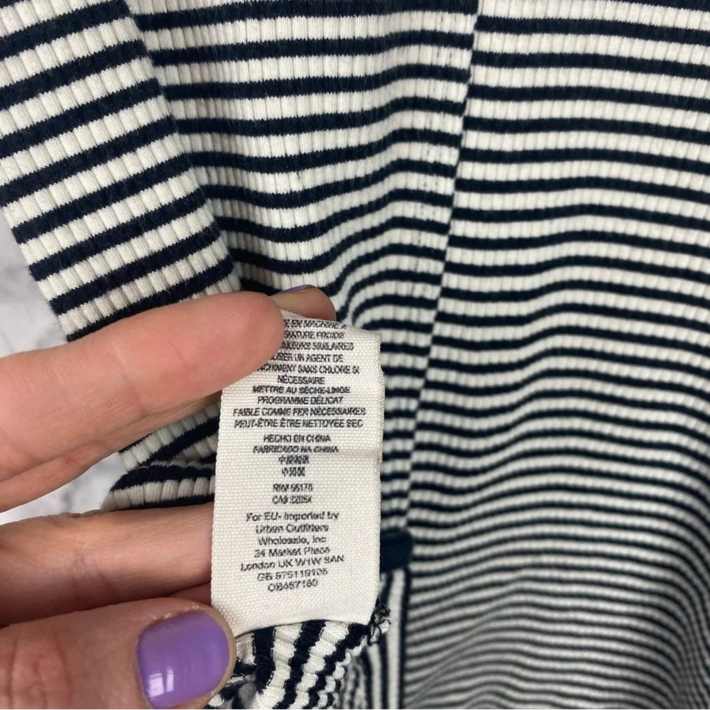 Free People Black and White Fitted Cut Out Tee